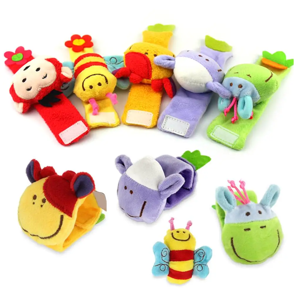 

1 PC Baby Rattle Wrist Band Cartoon Plush Bee Animal Wrist Band Rattle Hand Foot Bell Educational Baby Toy Gift