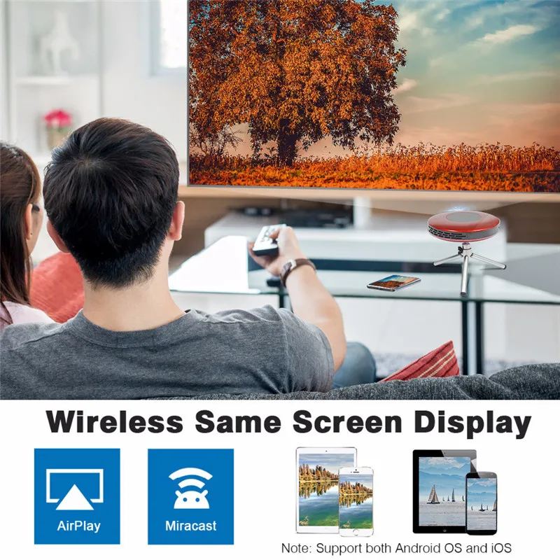 DLP-проектор Wi-Fi Bluetooth-Совместимый телефон 1080p LED 50ANSI-люмен домашний кинотеатр