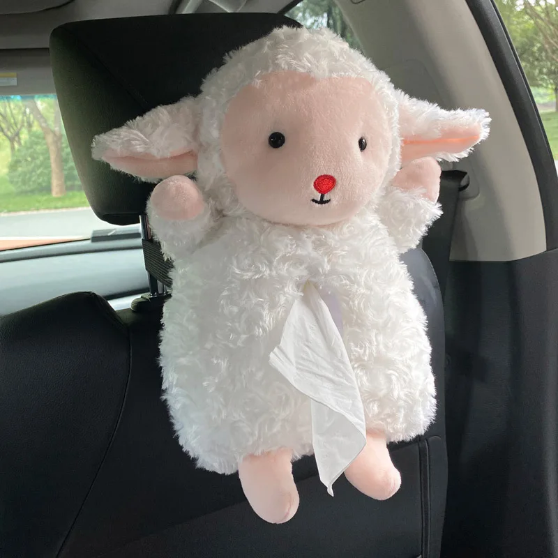 

Женская креативная Милая бумажная коробка в виде овцы, подвесной мультяшный автомобильный подлокотник, салфетка, чехол, автомобильные принадлежности