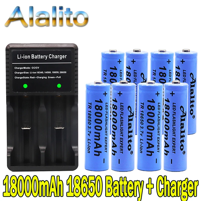 100% Новый оригинальный 3 7 v 18000mah 18650 литиевая аккумуляторная батарея для