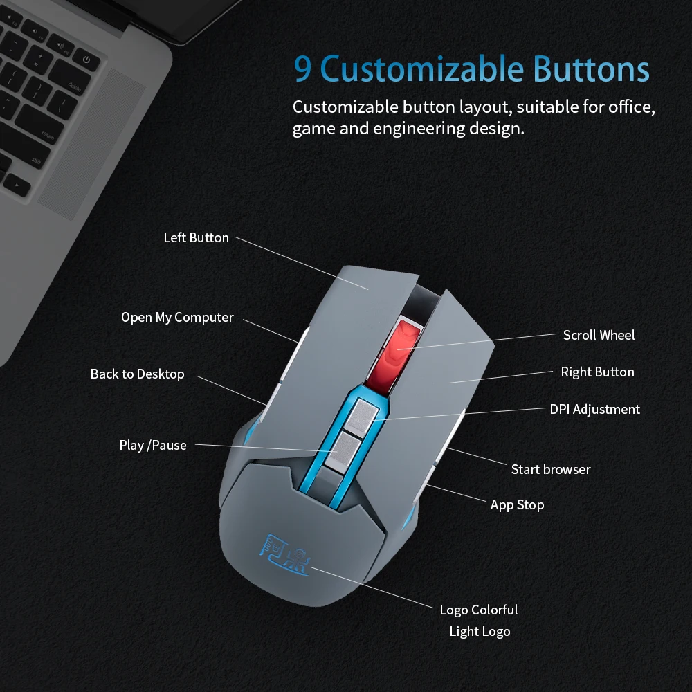 

MOS9T (MOS9X) USB Multi-function Mouse 9 Programmable Buttons Speaker Microphone USB Flash Disk Temperature