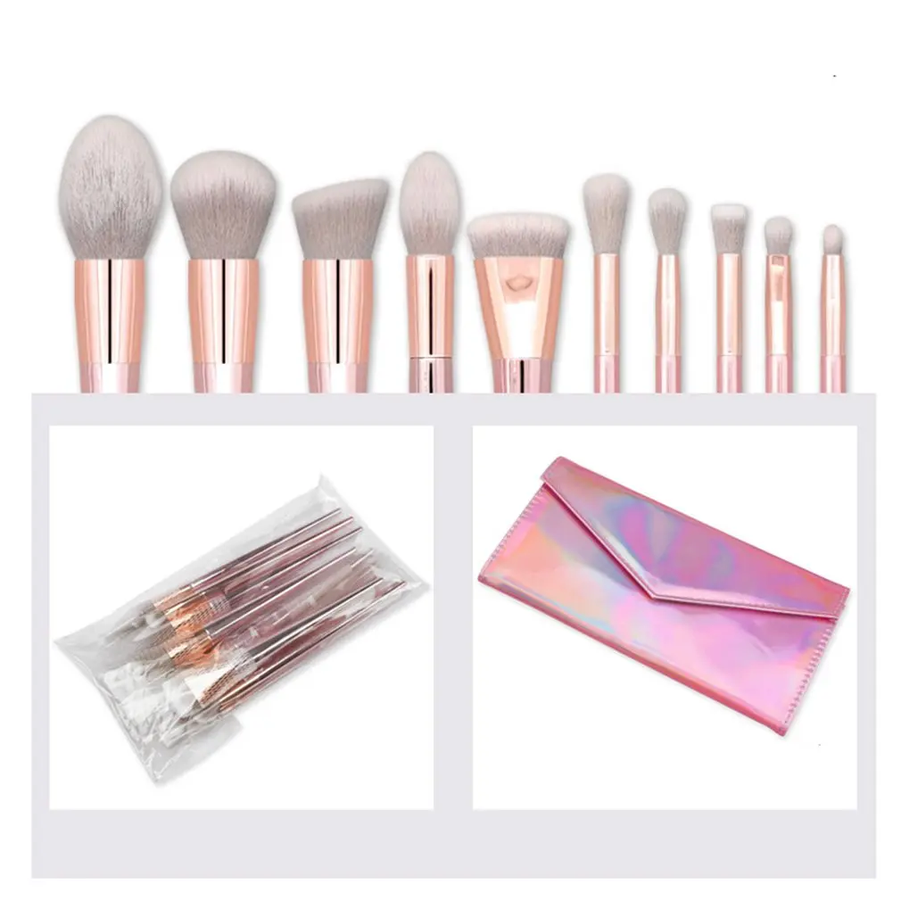 10 кистей для макияжа влажного и дикого розовый лазерный пакет набор с большим