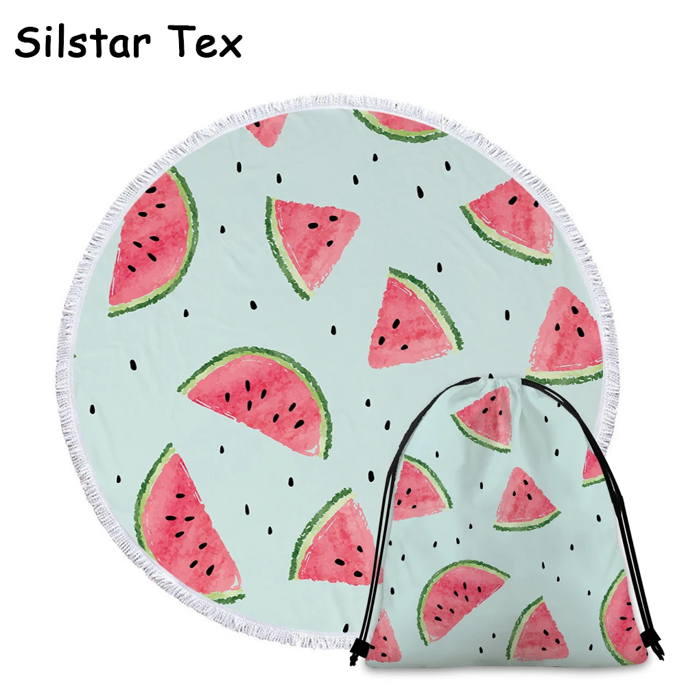 Silstar Tex Фрукты Арбуз кисточкой круглый пляжное полотенце s летнее купальное для