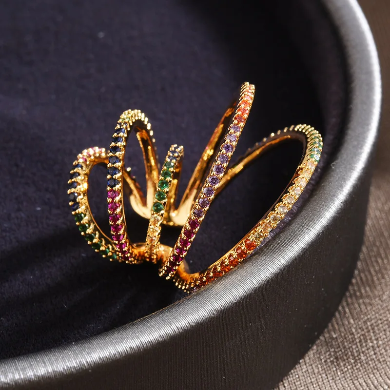 Роскошные Дизайнерские серьги клипсы золотого цвета Многослойные Круглые