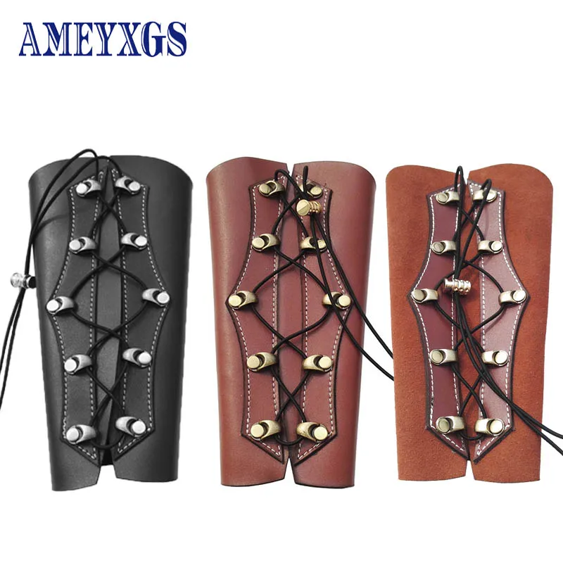 

1set Archery Arm Guard Traditional PU Protector Hunting Restraint with Hardware Fasteners For Outdoor ShootingTraining Accessori
