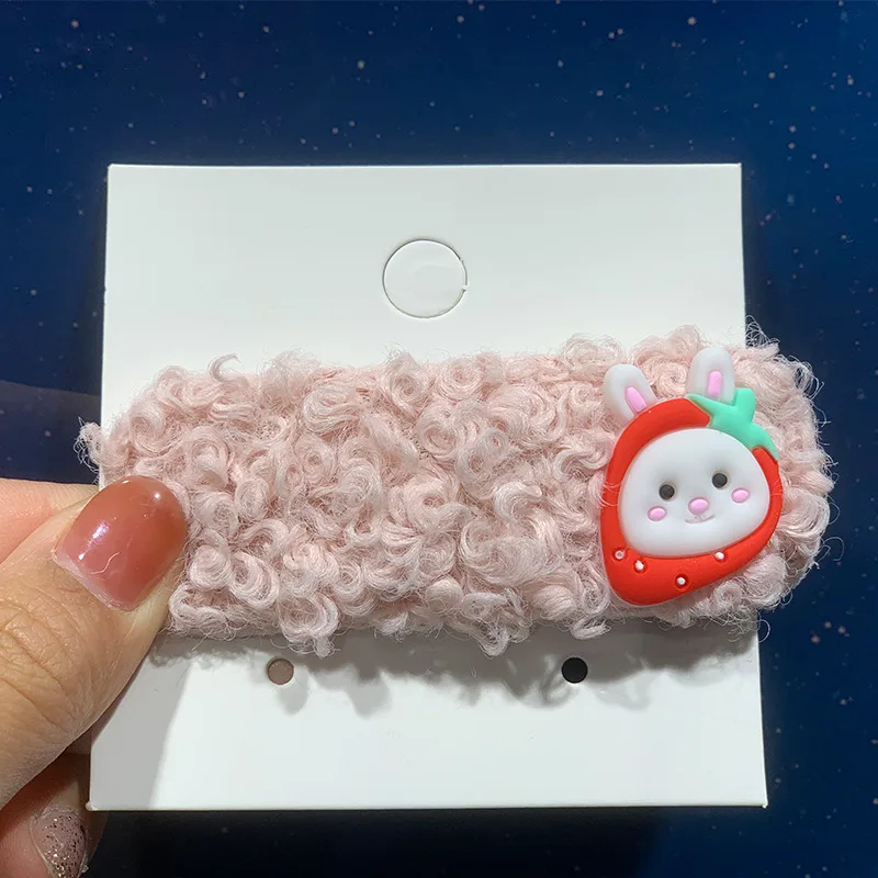 

new korean plush friut hairpin girls strawberry cute cartoon hair clip girl hairpin side clip card children hair accessories