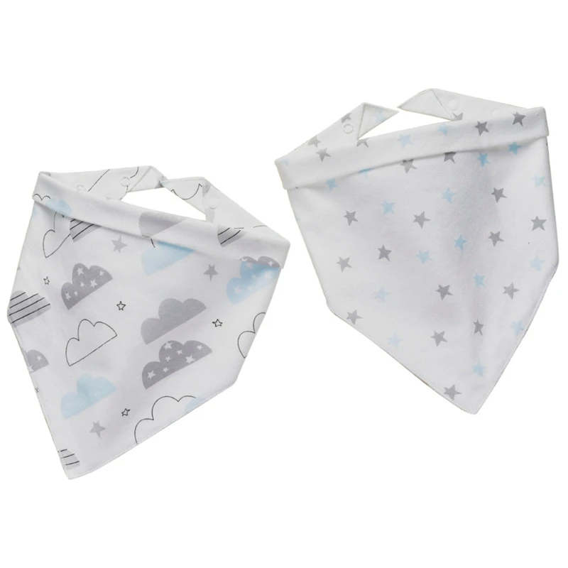 

2 Pcs Baby Newborn Feeding Bibs Cotton Double-sided Cartoon Pattern Burp Cloth