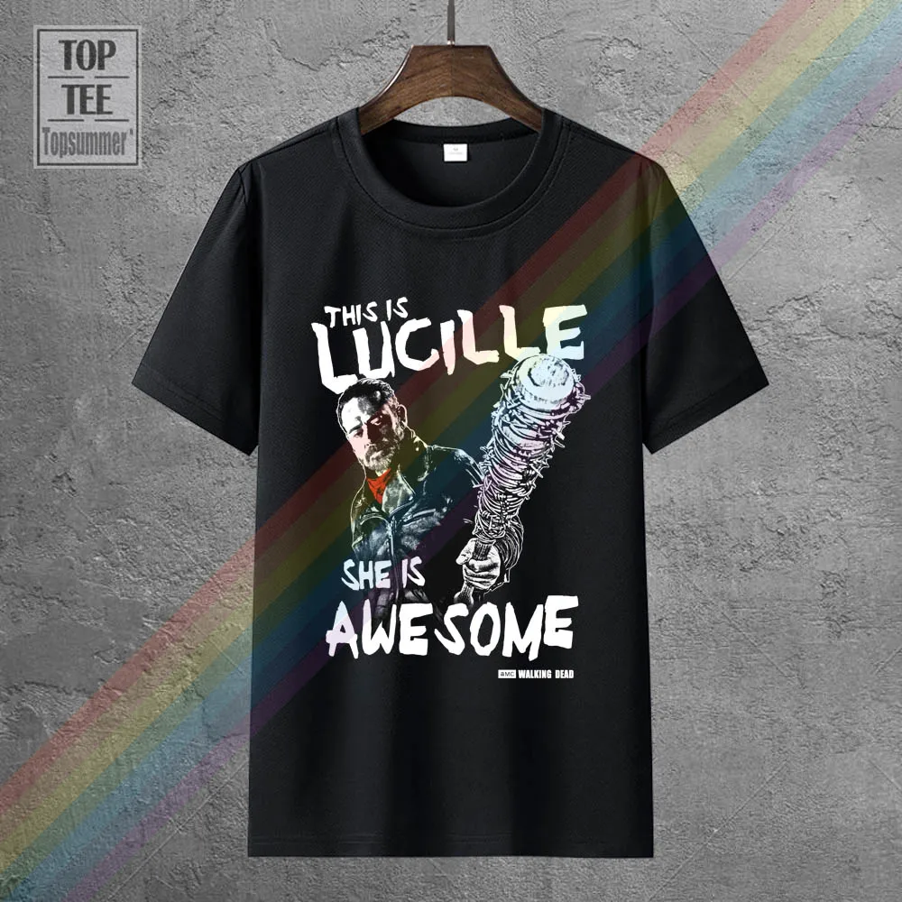 

2019 Fashion 100% Cotton Slim Fit Top Short Sleeve Hipster Tees This Is Lucille She Is Awesome T Shirt Negan T Shirts