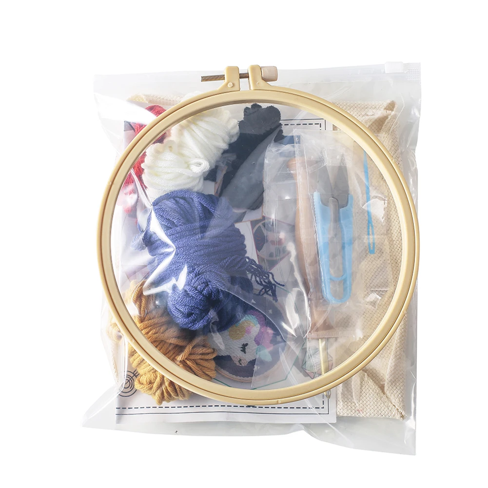 

Embroidery DIY Needlework Material Package Animal Pattern Cute Hoops Embroidery Needlework DIY Framed Handcraft Set