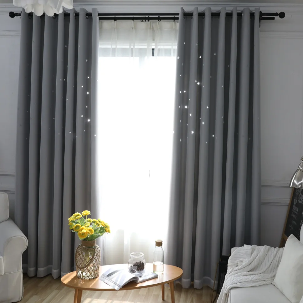 Затемняющие шторы для детской спальни в Корейском стиле с блестящими звездами на
