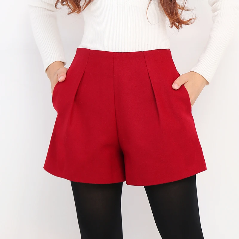 

shorts women autumn winter elegant trendy new solid all-match Zipper high waist plus size womens trousers chic leisure simple