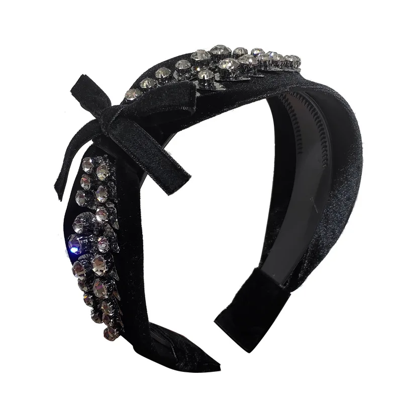 

New Fashion Girls Hair Accessories Pearl Crystal Headband Big Bow Knot Hairband Hair Band Turban Women Hair Accessories
