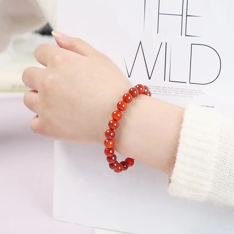 Браслет из натурального красного агата JD бусины 8 мм браслеты Южно-красного для