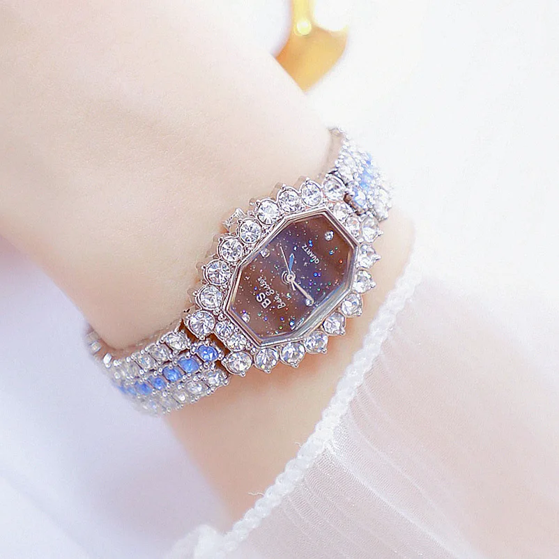 bs hot sales watch full crystal diamond womens watch ladies watch luxury brand gold wrist watch bracelet clasp date clock free global shipping
