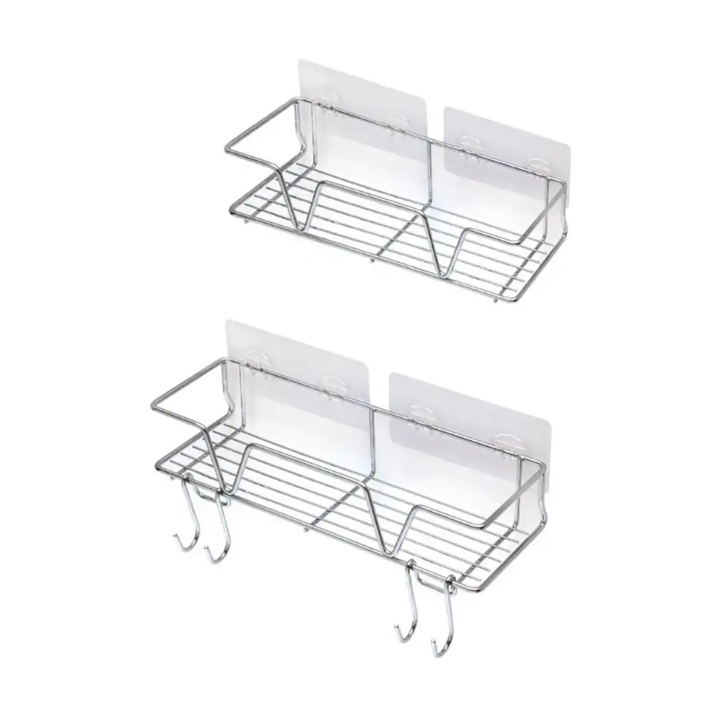 

Душевая корзина с крючками для ванной комнаты душевая полка из нержавеющей стали кухонная настенная полка для хранения для ванной комнаты ...