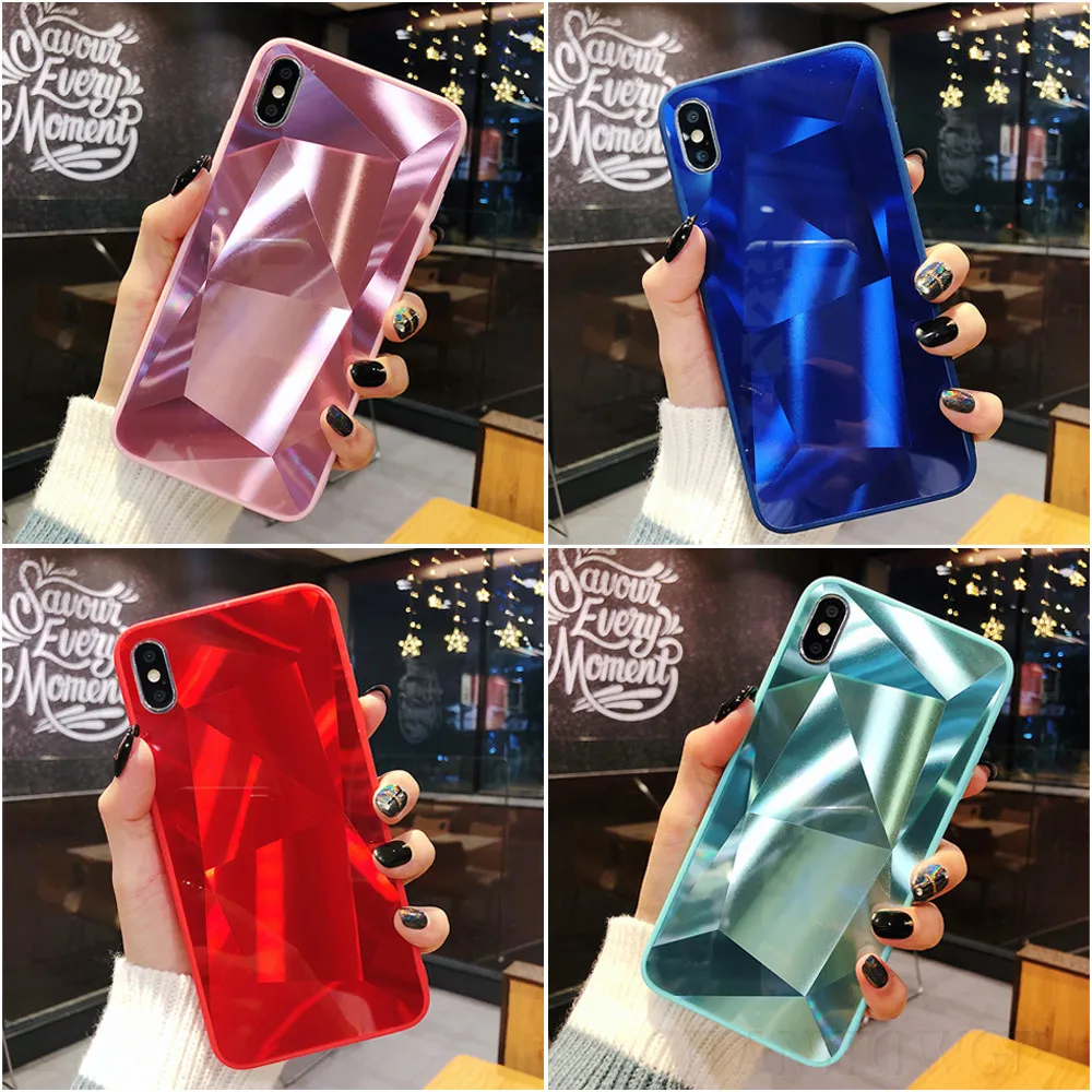 3D Diamond Silicone Case For iPhone 11 Pro Max Phone Cover Colorful Cases XR XS X 6 6s 7 8 Plus Soft TPU Shell | Мобильные телефоны