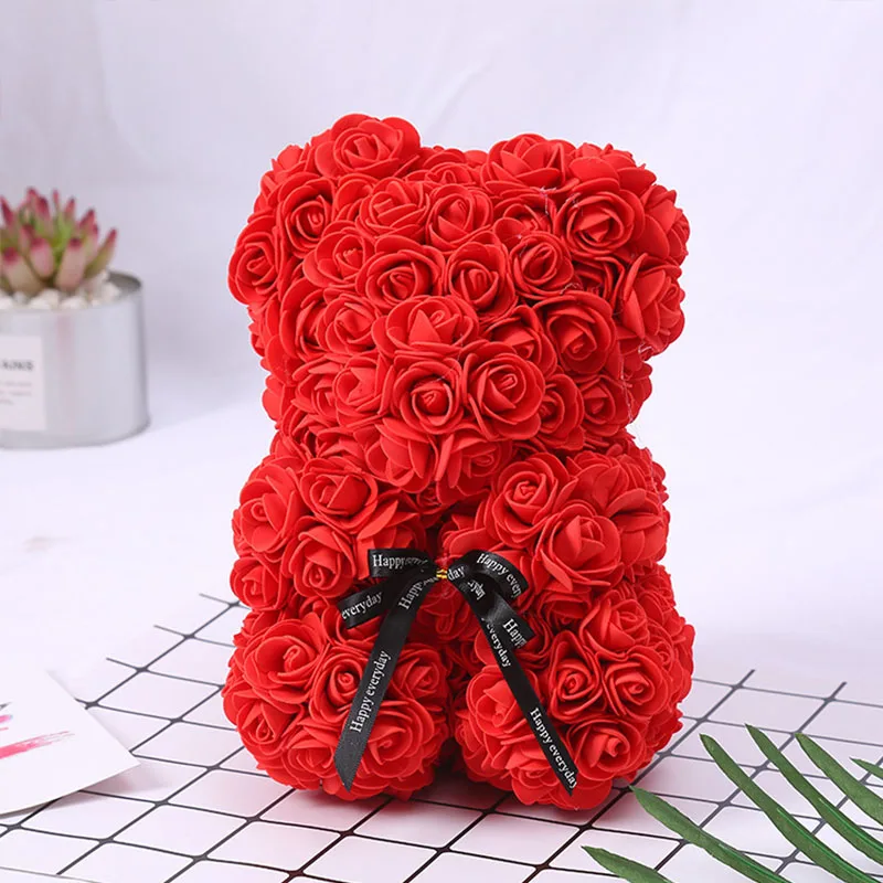 

1 pc 20cm Soap Foam Bear of Roses Teddy Bear Rose Flower Artificial New Year Gifts Valentines Gift