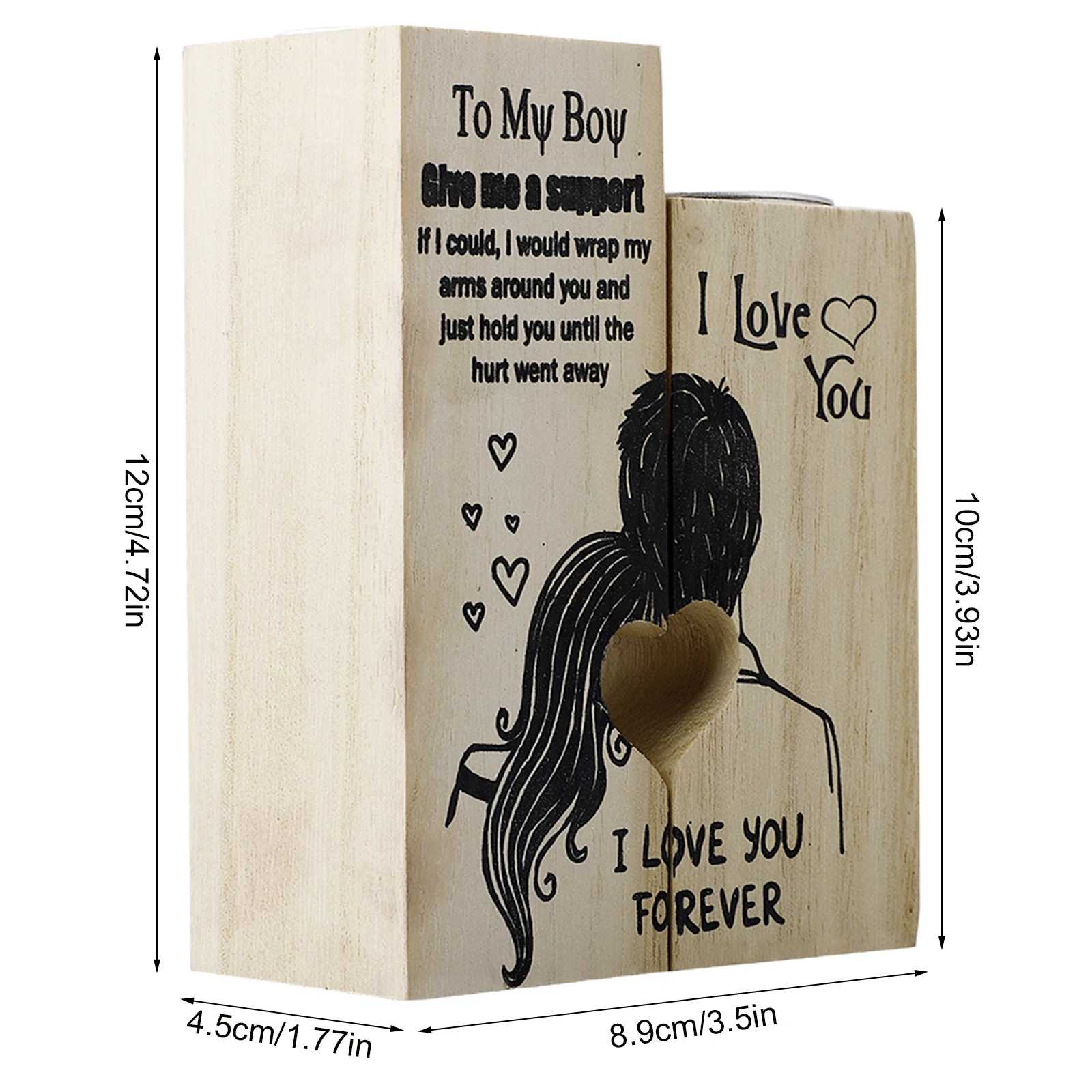 

To My Girl Heart-shaped Wooden Candle Holder Candlestick Shelf Valentine's Day Gift Husband to Wife for Anniversary