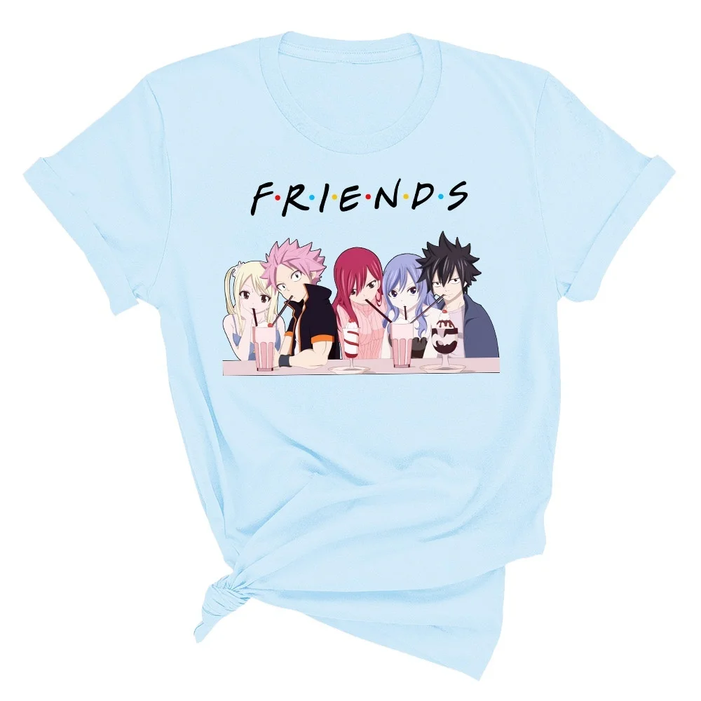 

Fairy Tail Friends Printed Round Neck Cotton T-Shirts Cozy Short Sleeves Tops
