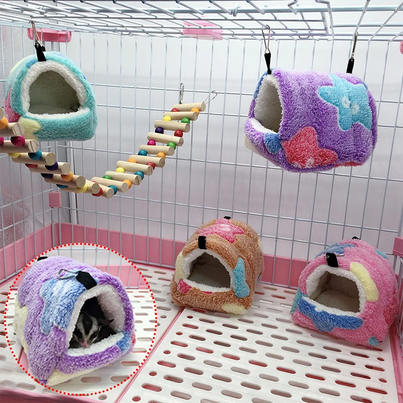 

Warm Pet house Cage for Hamster Cute Accessories guinea pig Bed House bed solid Small pet Nest For Rodent/Rat/Hedgehog Nest 2022