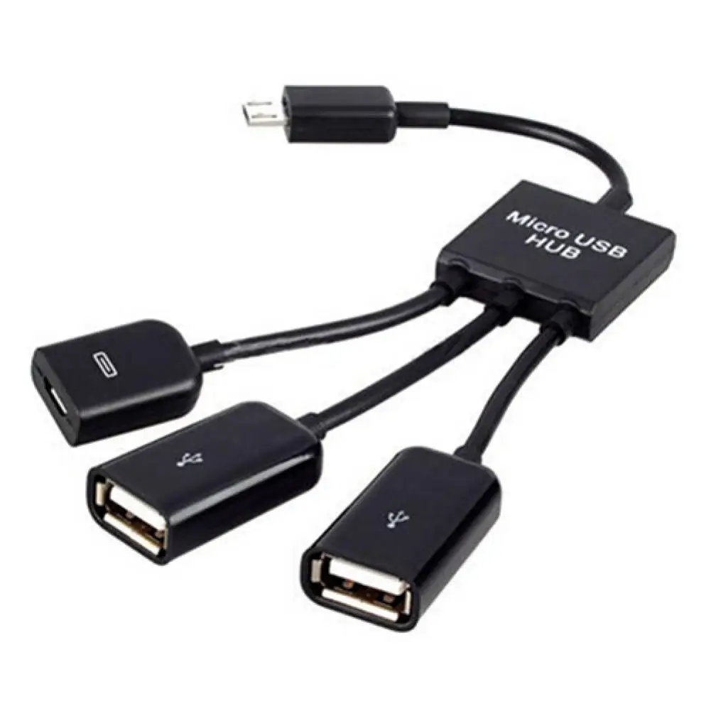 

3in1 Micro USB HUB OTG Male to Female Dual USB 2.0 Adapter Cable for Samsung Xiaomi Huawei