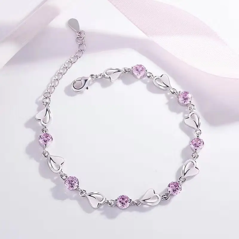 

Charm Bracelets for Women Mori Art Blue Crystal Heart Bracelet Women's Zircon Heart Bracelet Simple Jewelry Gifts
