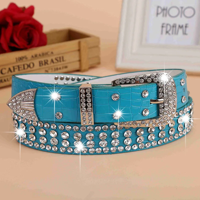 Женские леопардовые ремни в Корейском стиле Стразы с широкой пряжкой из сплава
