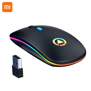 xiaomi backlit led rechargeable wireless silent mouse usb mouse ergonomic optical gaming mouse desktop pc laptop mouse free global shipping