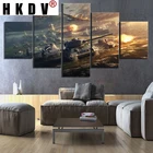 HKDV домашний декор холст картины настенный художественный 5 панелей Мир танков картины для игр печать плакат модульный для гостиной