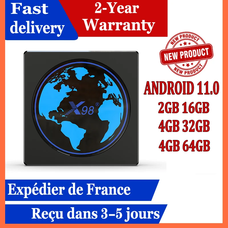 

New X98mini Android smart ip tv box 2GB 4GB 32GB64GB HDR 10+ android 11.0 S905W2 iptv Buletooth AV 1 france 4K set top tv box