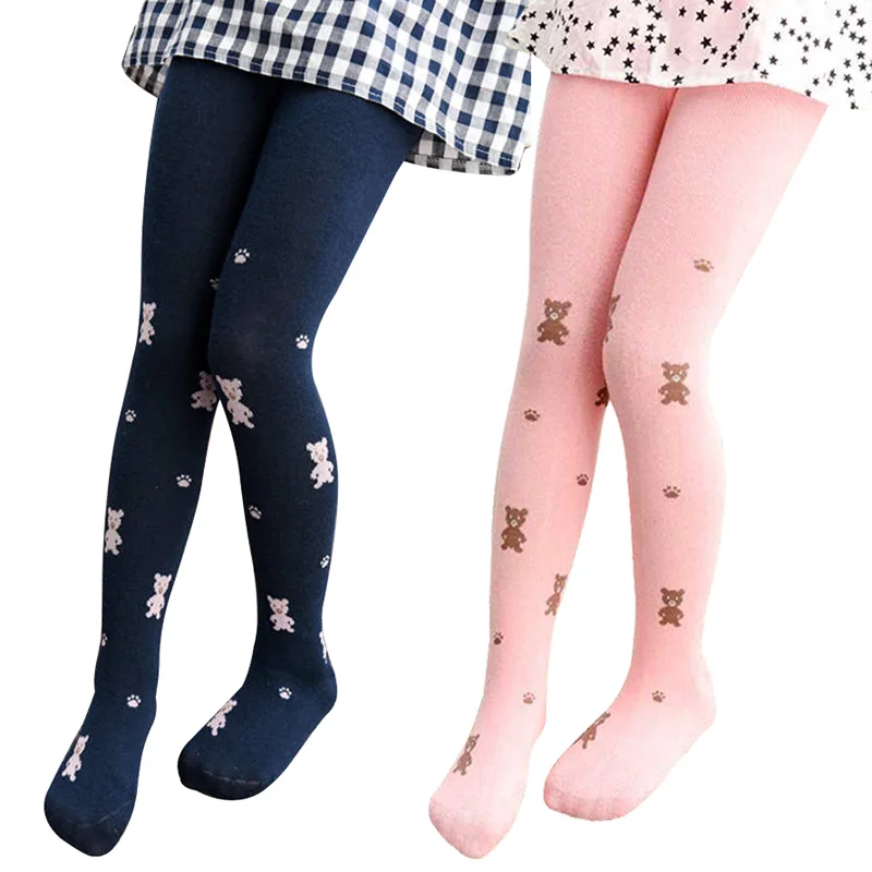 

Fashion 2-9 Years Girls Tights Stockings for Baby Toddler Kids Children Knitted Bear Girl Pantyhose Elastic Cotton Child Cartoon