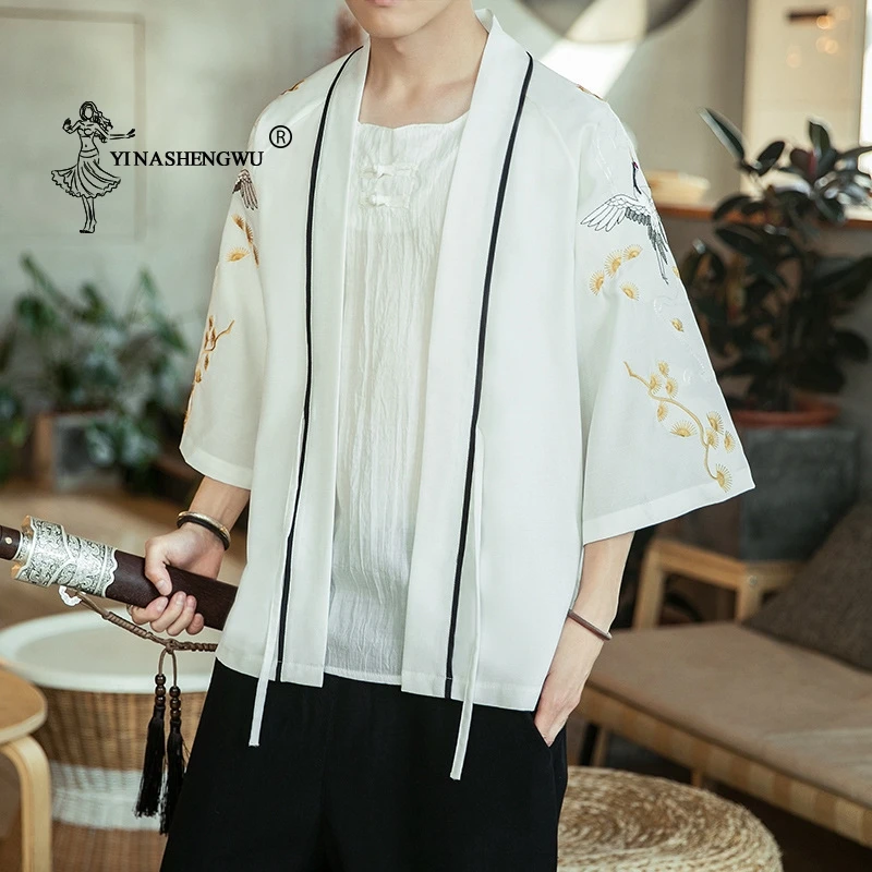 

Kimono Cardigan Men Japanese Kimono Traditional Beach Thin Asian Clothes Japan Kimonos Yukata Male Fashion Casual Cardigan Shirt