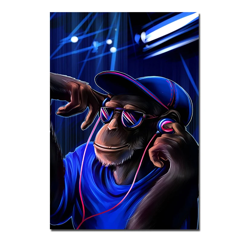 Большие Животные картины на холсте современные наушники обезьяна орангутан