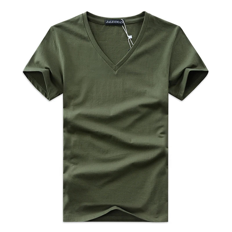 Мужская футболка с v образным вырезом хлопковые топы короткими рукавами
