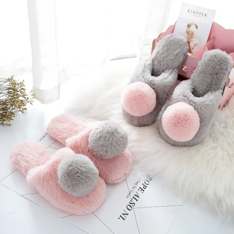 

Shoes for Women 2021 Winter Fashion Furry Cotton Slippers Indoor Home Cute Thickened Ladies Shoes Warmth Wear-resistant Fluffy