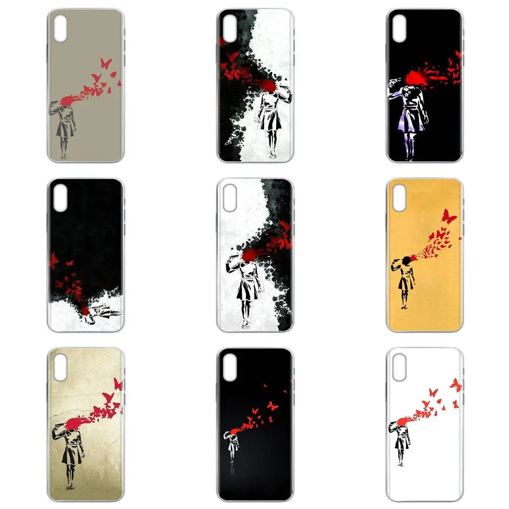 Банкси граффити самоубийца бабочка золото Лондон для Huawei P7 P8 P9 P10 P20 P30 Lite Mini Plus Pro Y9