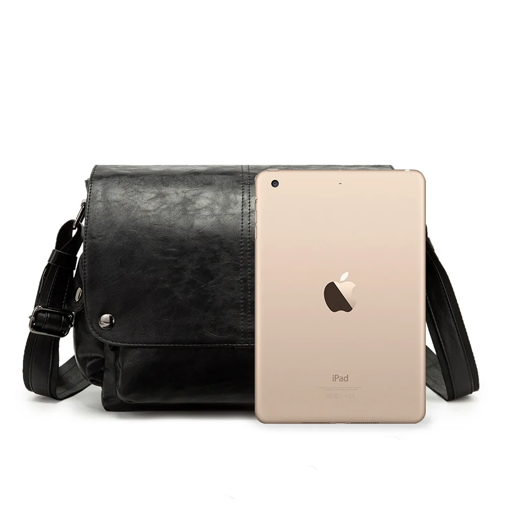 

Vintage Men's Handbag Soft Leather Messenger Bag Male Black Shoulder Crossbody Bags for Men 2021 A4 Documents Ipad Casual Tote