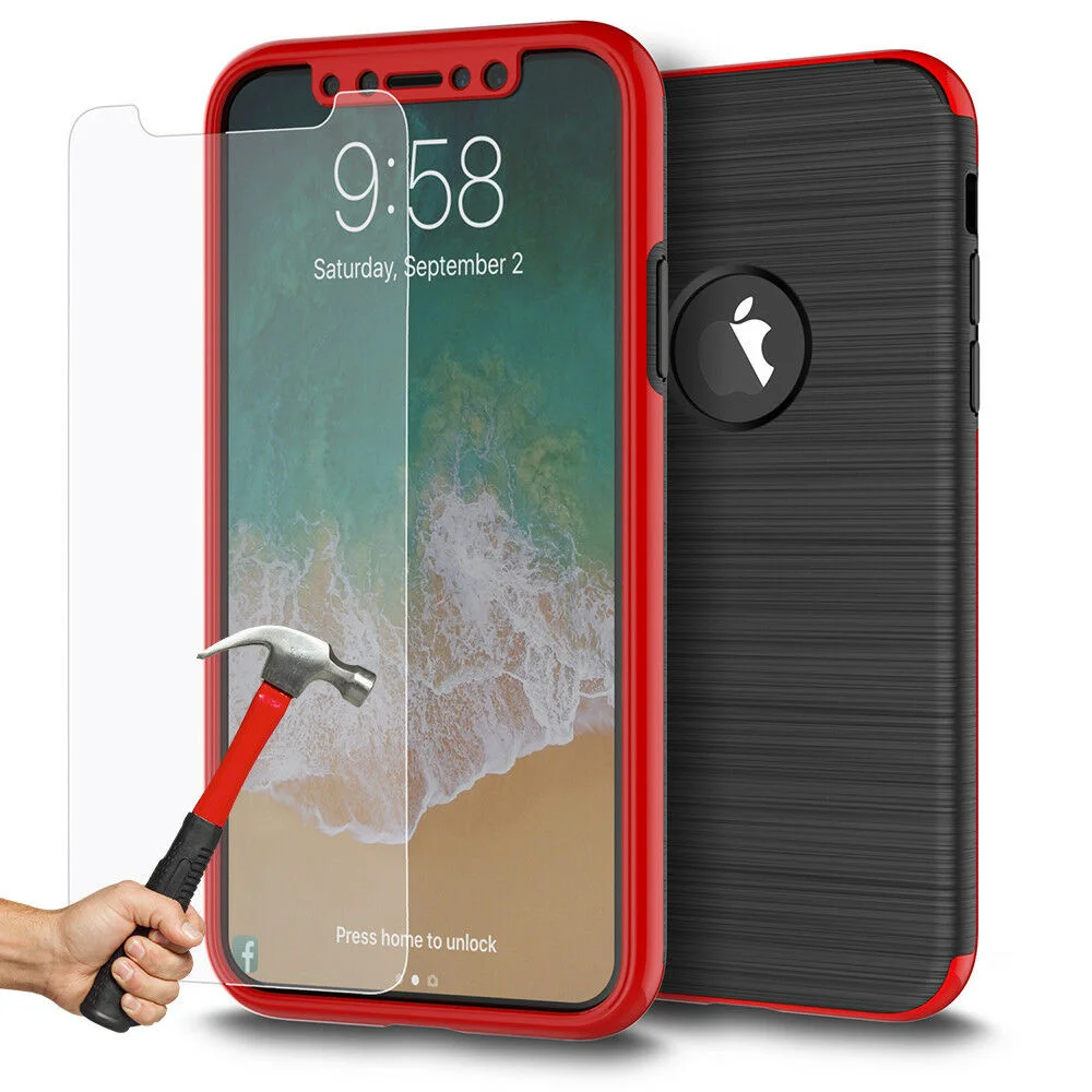 

Coque Etui Intégrale 360° Protection For iPhone 6/6S/Plus/7/8/X + Film Verre trempé