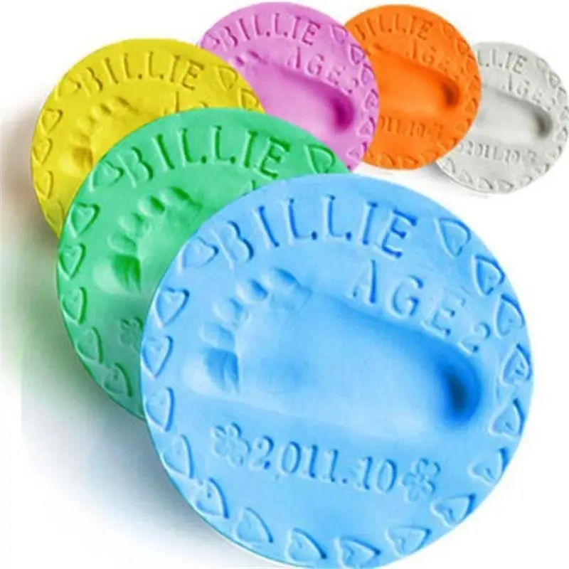 2021 Baby Care Air Drying Soft Clay Baby Handprint Footprint Imprint Kit Casting Parent-child Hand Inkpad Fingerprint Kids Toys