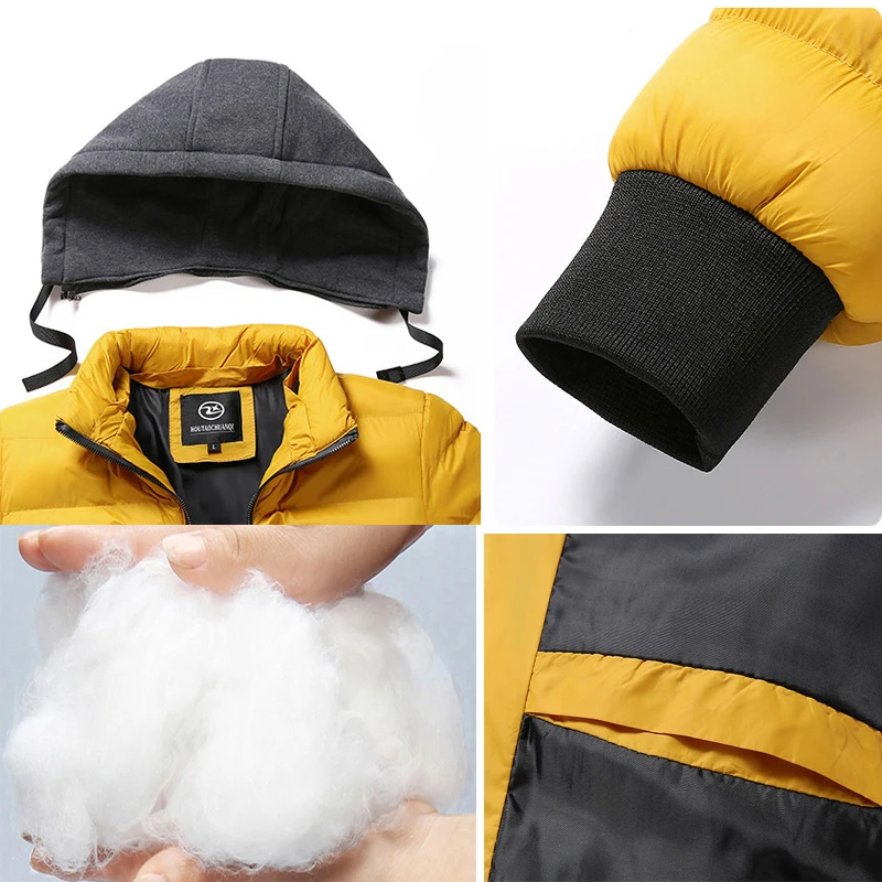 Padded Jacket Men's Winter Hooded Jacket Trendy Brand Men's Plus Size XXXXL Casual Jackets and Coats Men Fashion Overcoats