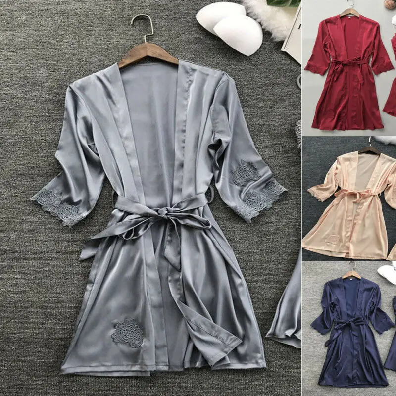 2020 женская ночная рубашка сатиновая кружевная сексуальная одежда для сна Нижнее