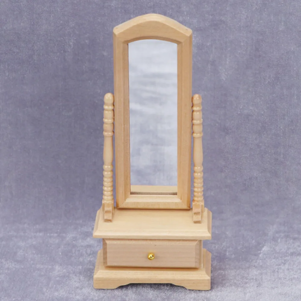 

1PC Mini House Dressing Mirror Blank Birch Chest with Mirrors House Accessory