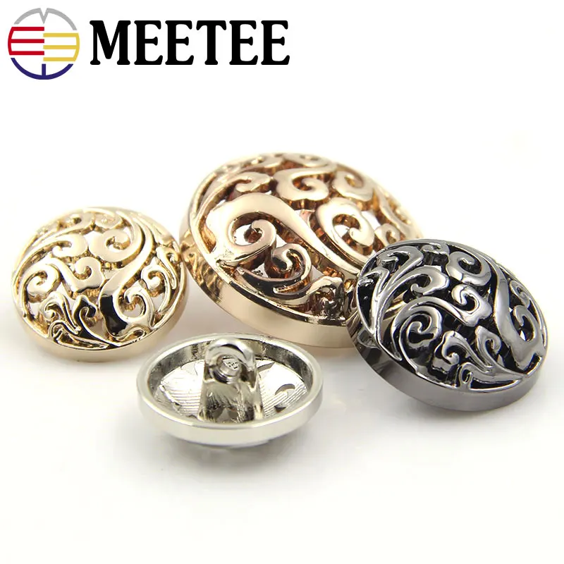 Meetee 30 шт. 15/18/20/22/25 мм высококачественные полые металлические пуговицы мужские