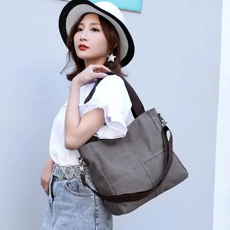 

2020 Canvas Totes Bags For Women High Quality Crossbody Bag Large Shoulder Handbags Ladie Casual Multi-pocket bolso grande mujer