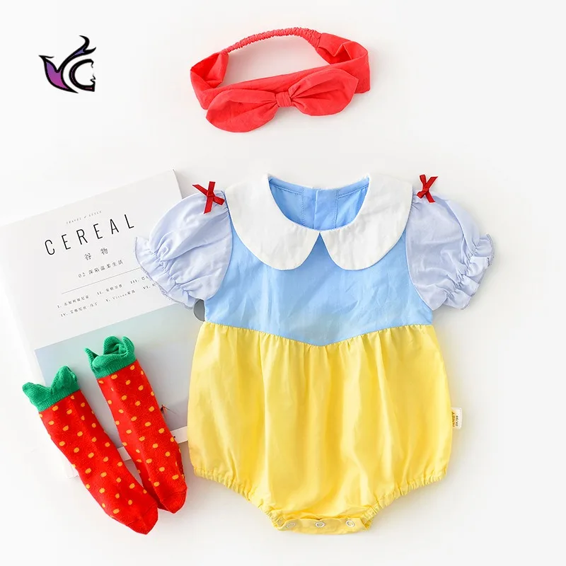 

Фирменная детская одежда Yg, новинка, летний цельный костюм с отложным воротником и коротким рукавом, милый треугольный костюм для маленьких...