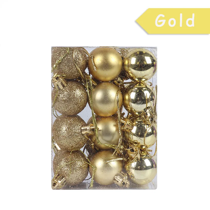 24pcs tree balls-A Cyuan, Рождественский бант, красное золото, серебро, украшение на елку, бант, Рождественское украшение, безделушки для нового года, Navidad, Декор - Цвет: 24pcs tree balls-A