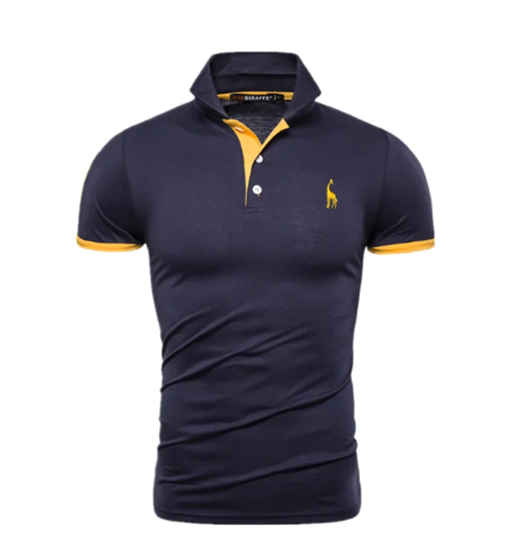 

2021 New Man Polo Shirt Mens Casual Deer Embroidery Cotton Polo shirt Men Short Sleeve High Quantity polo men jacket