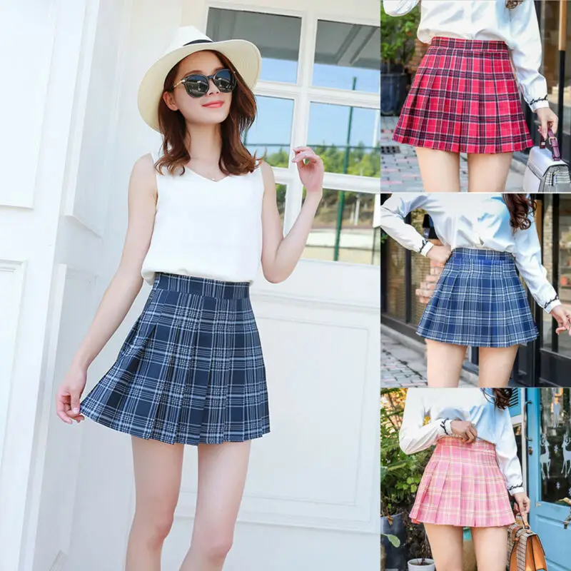 Модная Мини плиссированная юбка Повседневная Свободная клетчатая новая