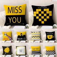 100 cotton yellow velvet printed nordic cushion cover geometric sofa decorative throw pillow cover home decor pillow case