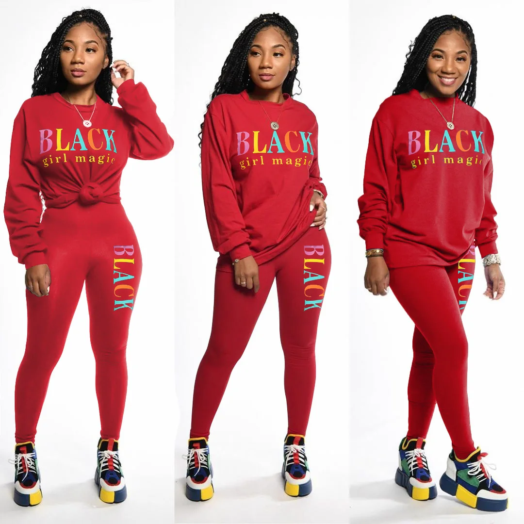 Комплект из двух предметов с брюками Женский комплект надписью 2 Повседневная